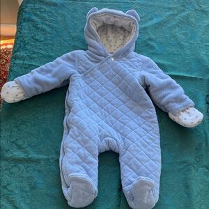 Adorable Blue Quilted Kids Footie Size 6-9 Month